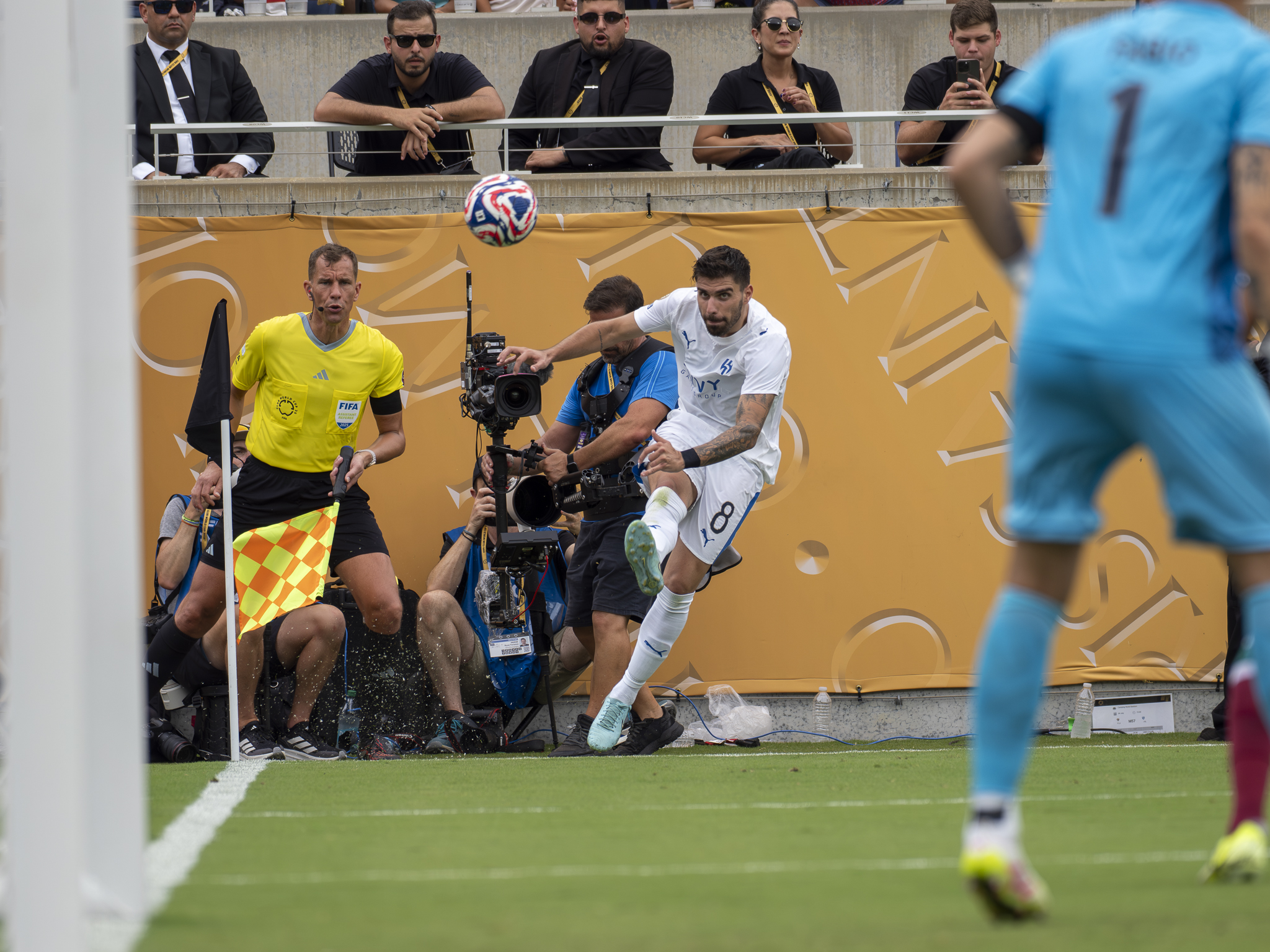 Ruben Neves takes a corner kick.