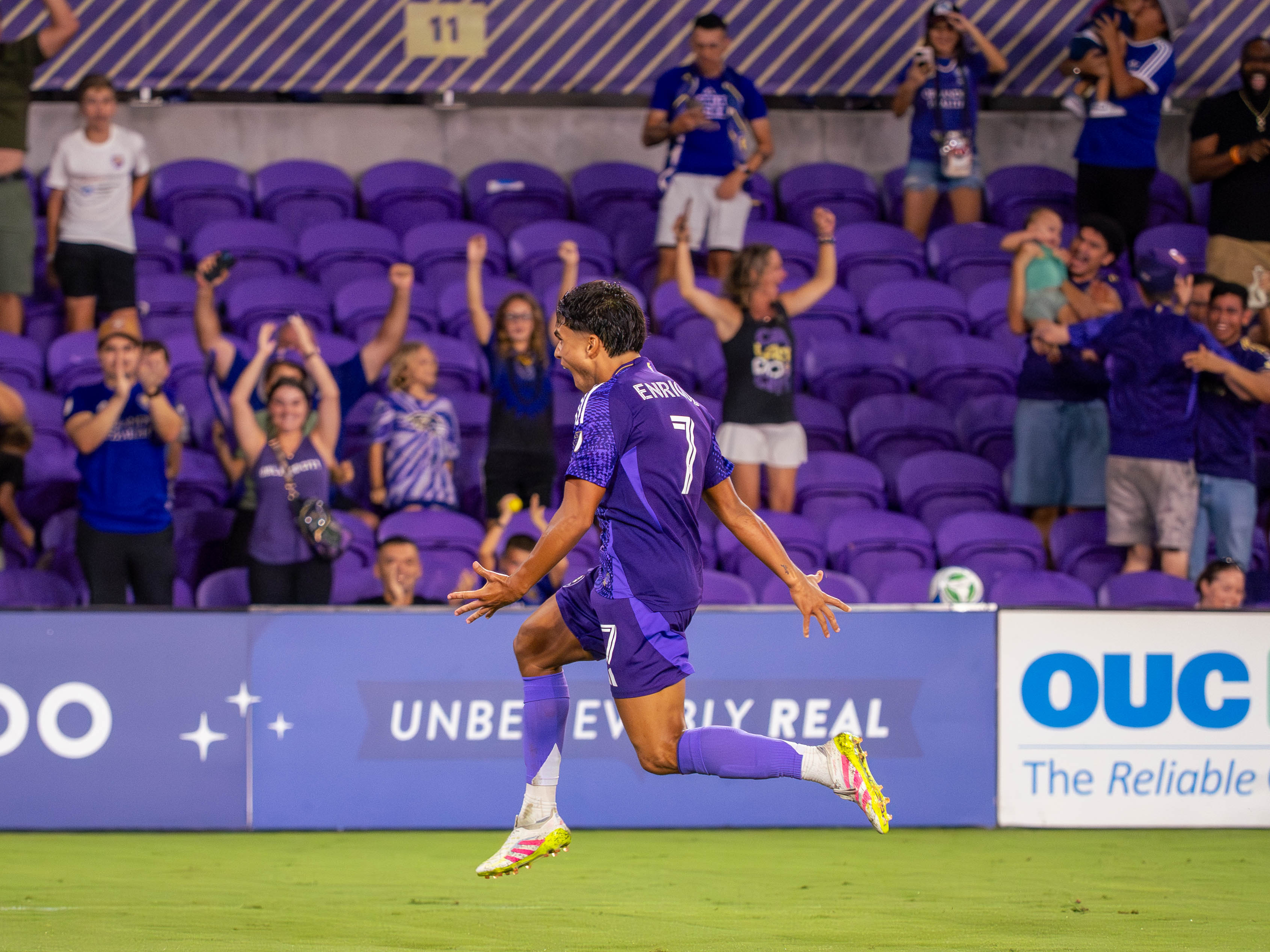 Ramiro Enrique scores and celebrates his goal.