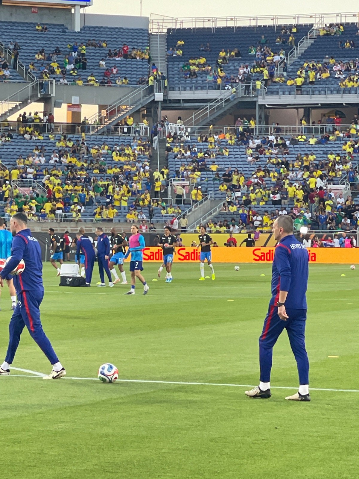 Brazil is warming up. They have their stars out tonight.